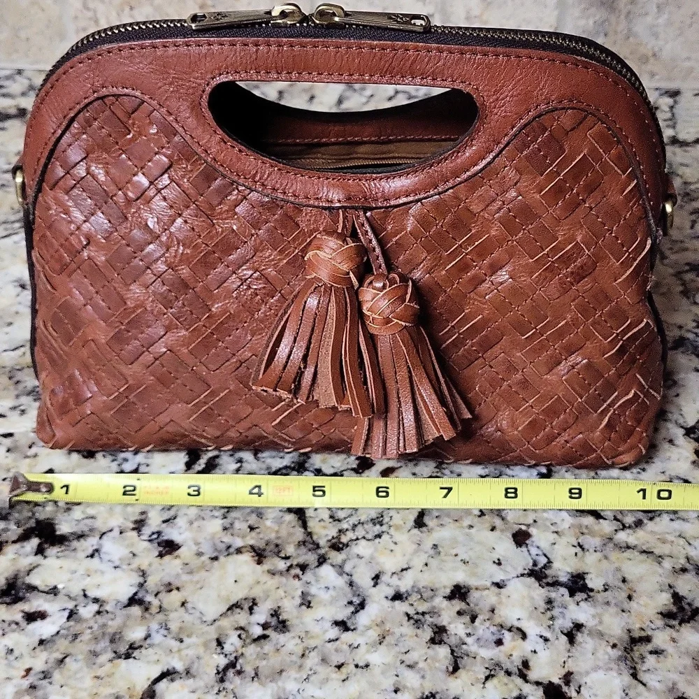 Patricia Nash Sora Braided Stitch Leather Cutout Satchel - Picture 3 of 13